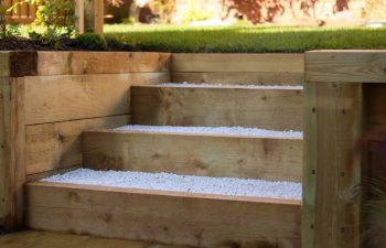 garden wooden sleeper steps